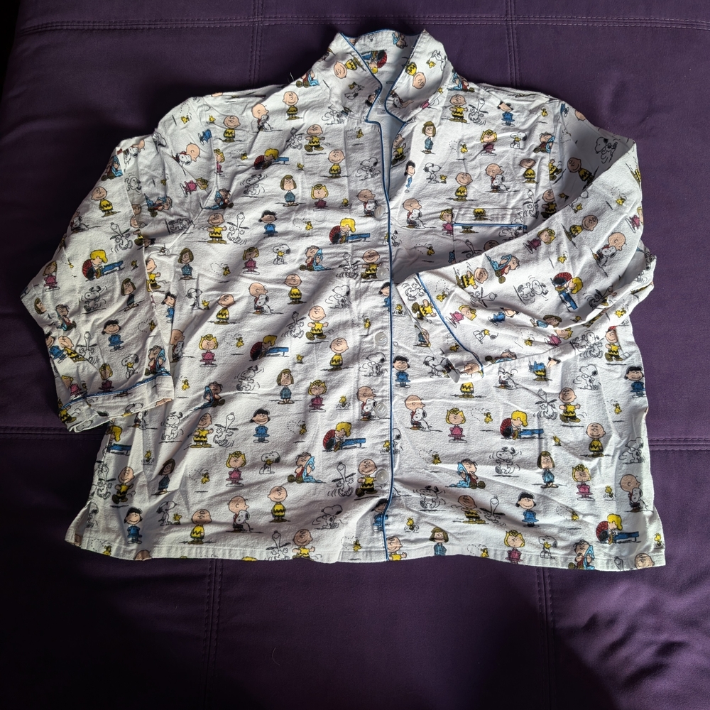 Peanuts White Cartoon Character Pajama Set